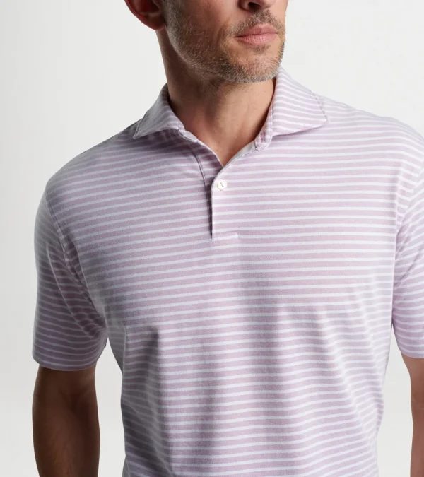 Polos-Peter Millar Polos Albatross Stripe Cotton Blend Piqué Polo