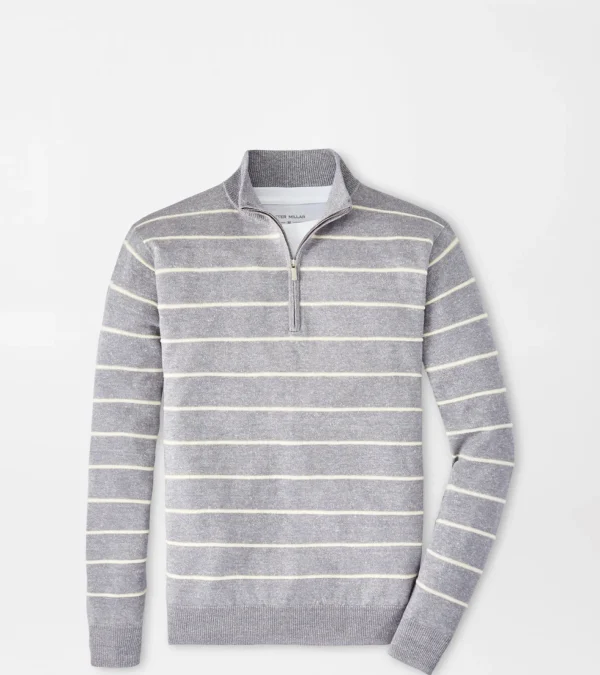 Sport Shirts-Peter Millar Sport Shirts Eastham Striped Quarter-Zip Sweater