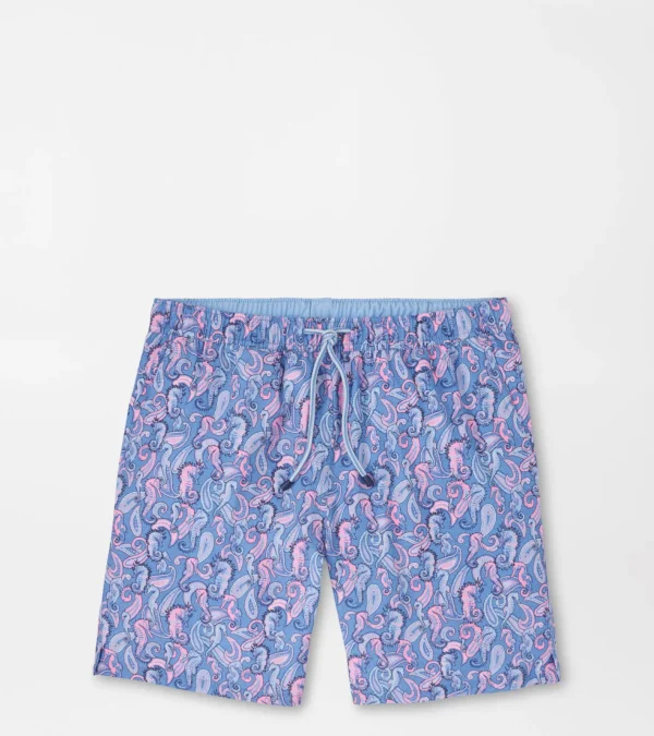 T-Shirts-Peter Millar T-Shirts Seahorse Paisley Swim Trunk