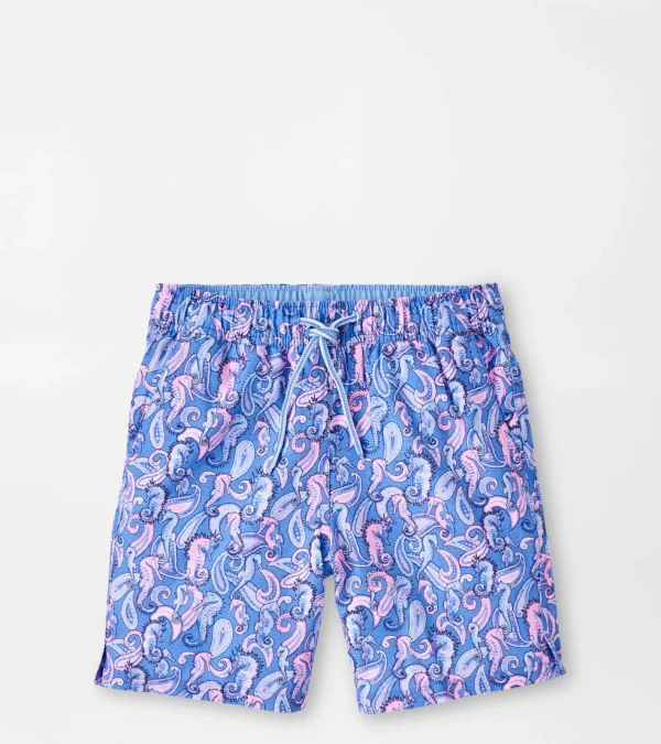 Active-Peter Millar Active Seahorse Paisley Youth Swim Trunk